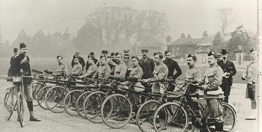 Members of a First World War cyclist battalion before being sent to the Western Front