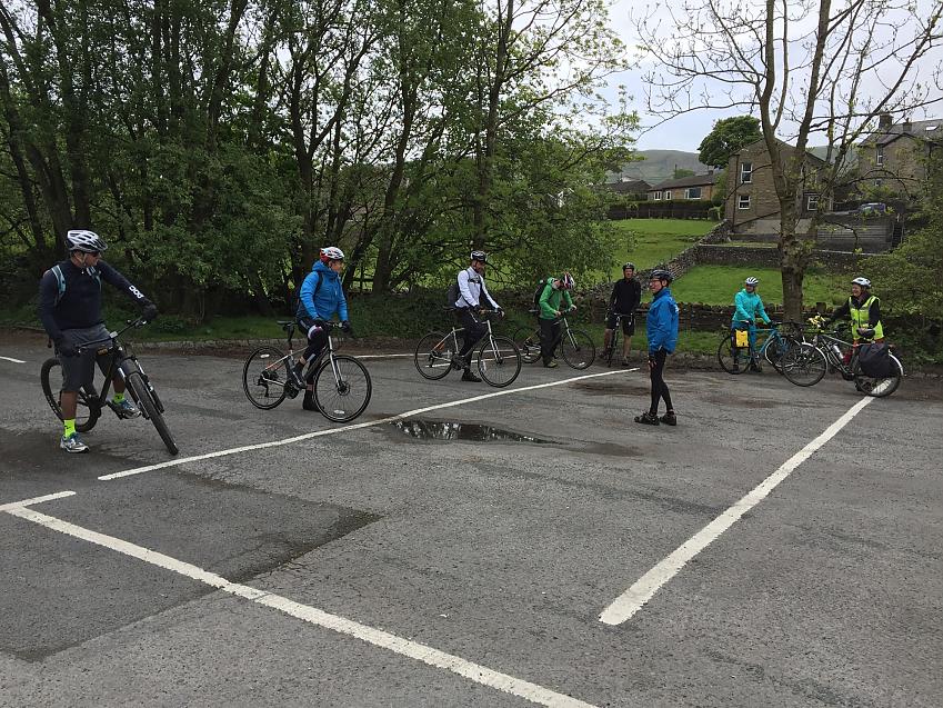 The group practised riding skills in a car park before going out on the road