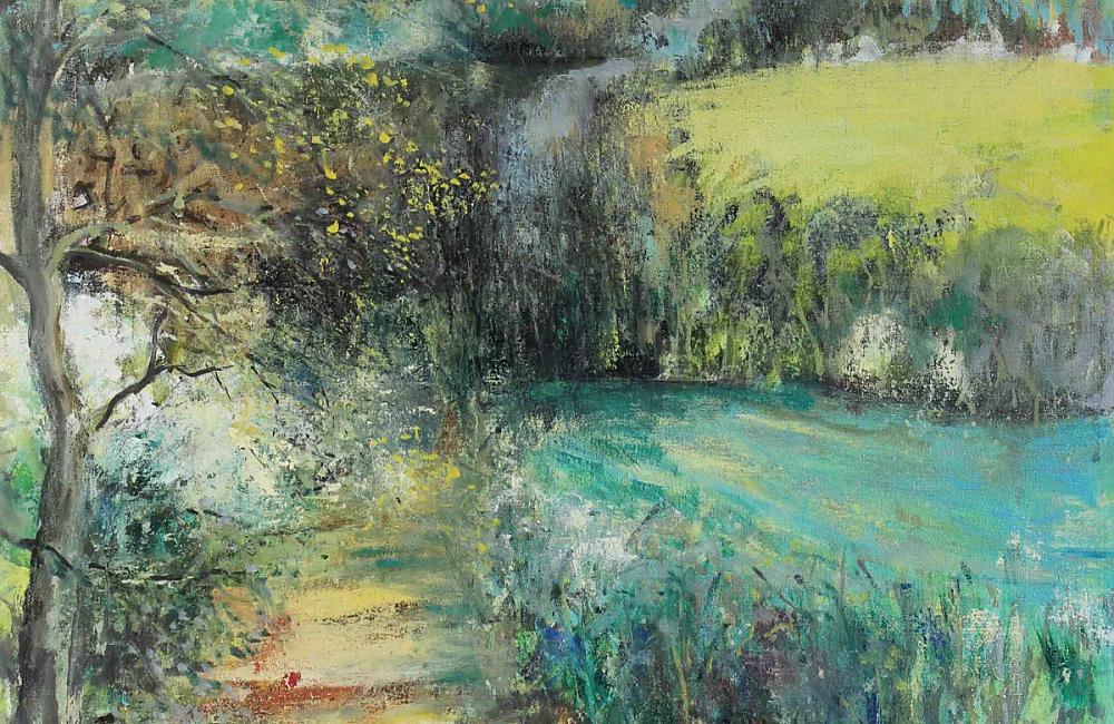 Spring, an oil on canvas impressionistic landscape painting by David Hugh Lockett