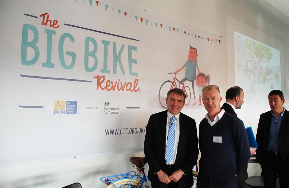 Cycling Minister Robert Goodwill and Paul Tuohy 