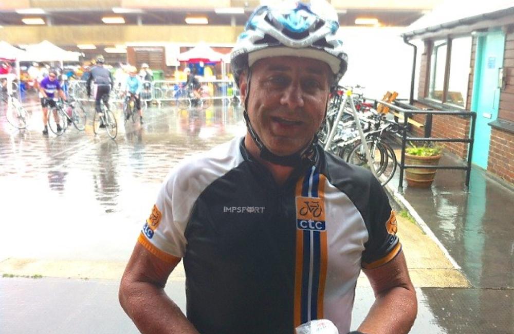 CTC rider Lloyd Watkins in the rain